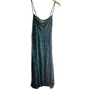 New American Eagle Floral Maxi Dress Medium Green with White Flowers Sundress